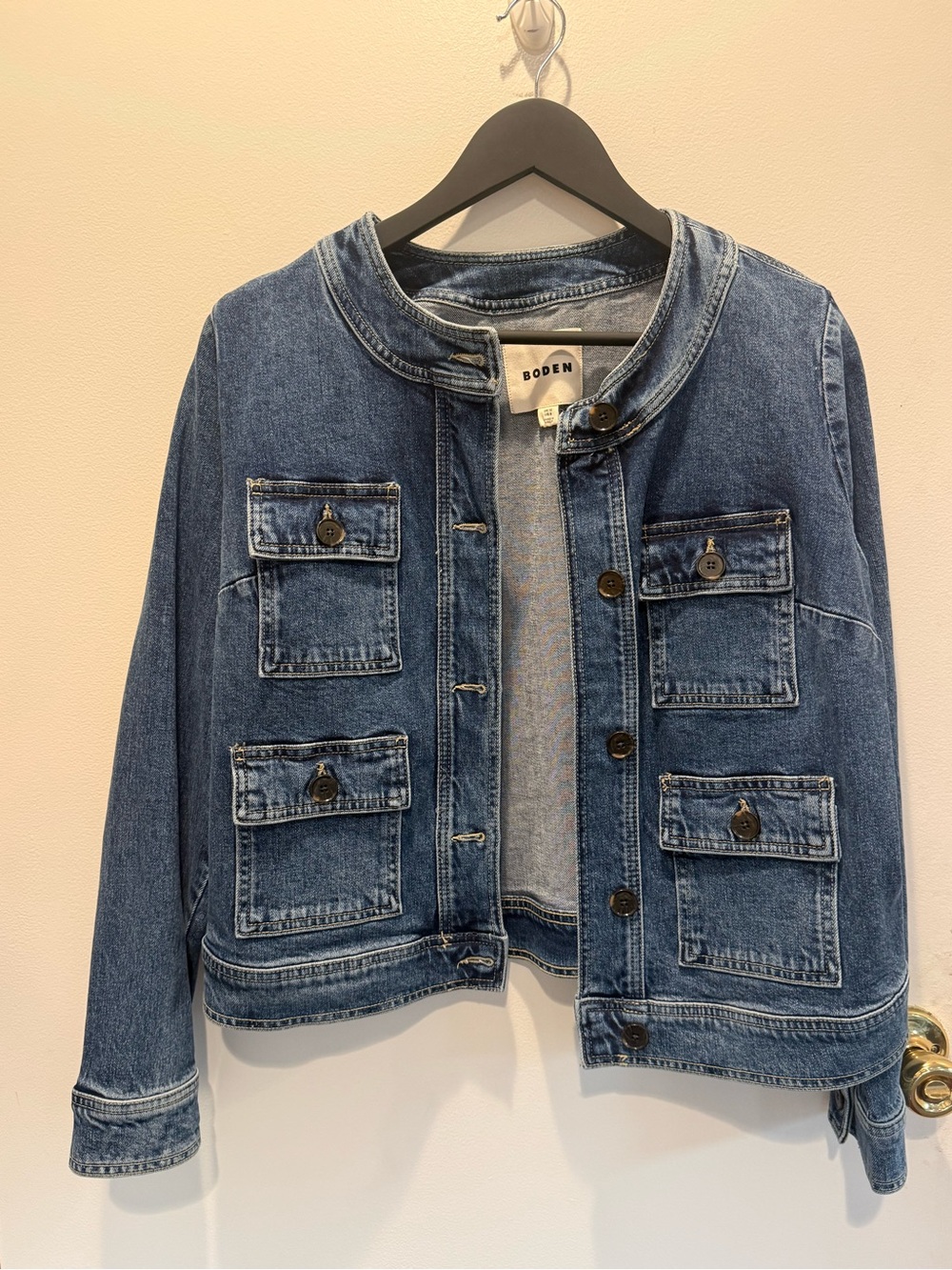 Boden Blue Denim Pocket-Front Jacket